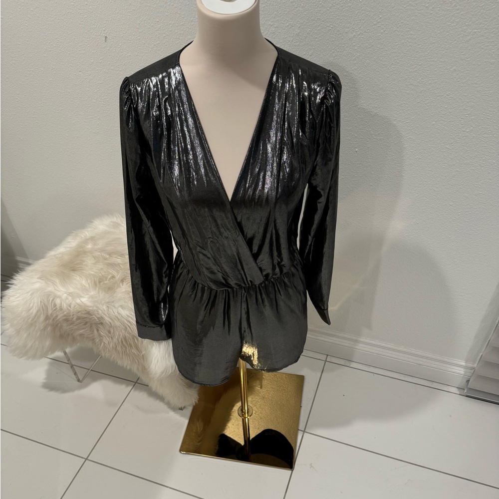 Oh My Love metallic wrap romper, size small
